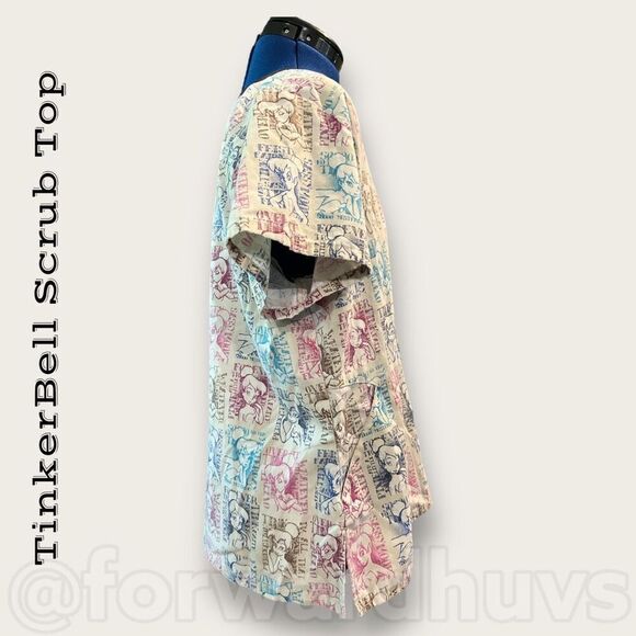 Bundle Sale 3 for $15 | Disney TinkerBell Scrub Top Size Medium - Picture 3 of 8